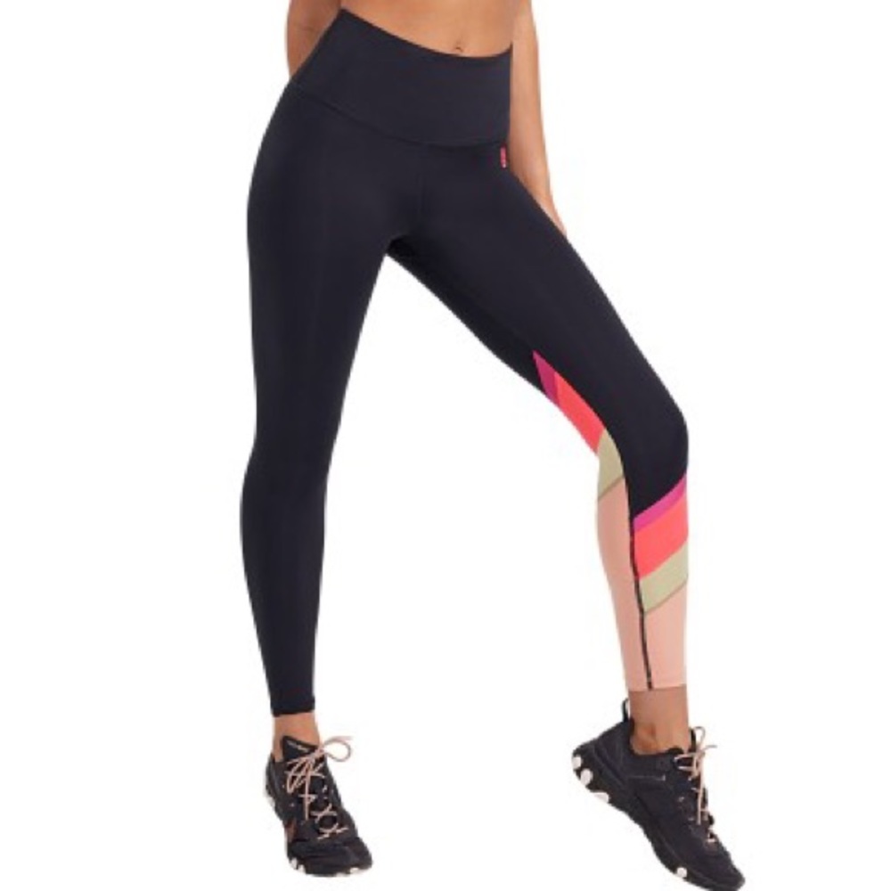 P.E Nation Box Out Leggings. Size Small. High waisted. Black with pink & blush.